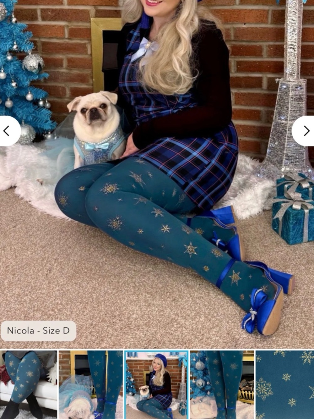 Let It Snow SNAG Tights E NEW 80 Denier Bone China Blue GLITTER winter snowflake - Picture 9 of 10